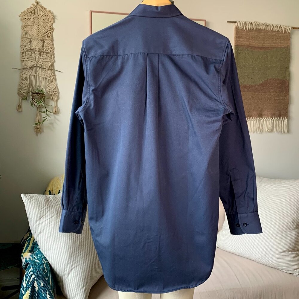 Vintage Work Master Tough Series Long Sleeve Causal Shirt Minimal Navy Classic - Picture 3 of 13